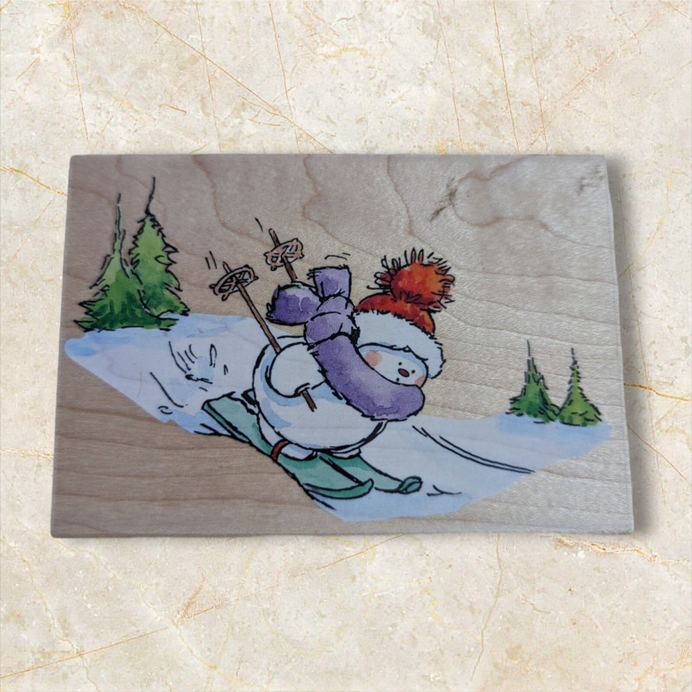 Margaret Sherry Collection x‎ Penny Black 2004 2994k Skiing Snowman wood rubber